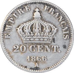Revers 20 centimes Napoléon III 1866 A