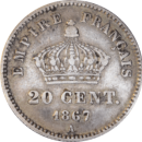 20 centimes Napoléon III 1867 A - Revers