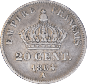 Revers 20 centimes Napoléon III 1864 A