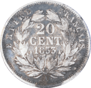 20 centimes Napoléon III 1853 A - Revers