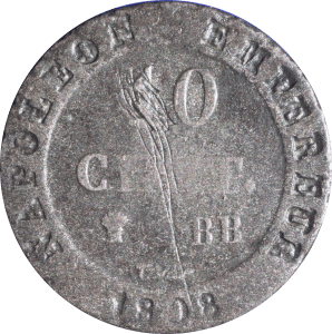 Revers 10 centimes Napoléon 1808 BB