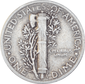 Revers 10 cents "Mercury Dime" 1943