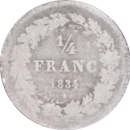 ¼ franc Léopold Ier 1834 - Revers