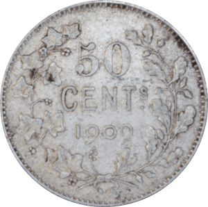 Revers 50 centimes Léopold II 1909