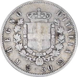 Revers 50 centesimi Vittorio Emanuele II 1863 M