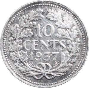 Revers 10 cents Wilhelmina 1937