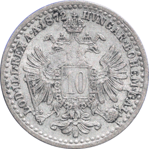 Revers 10 kreuzer François Joseph Ier 1872