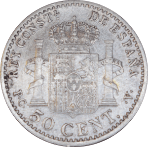 Revers 50 centimos Alphonse XIII 1904 PCV