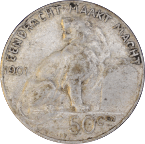 Revers 50 centimes Léopold II 1901
