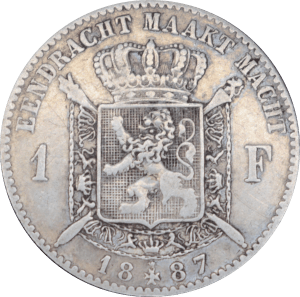 Revers 1 franc Léopold II 1887