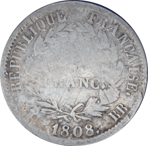 Revers 1 franc Napoléon Ier 1808 BB