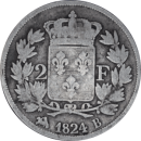 2 francs Louis XVIII 1824 B - Revers