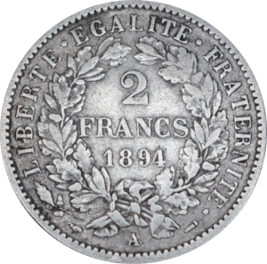 2 francs Cérès 1894 A - Revers