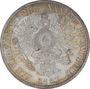 Revers 1 vereinsthaler Wilhelm I 1867 A