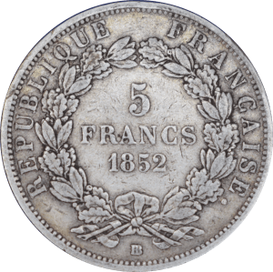 5 francs Louis-Napoléon Bonaparte 1852 BB - Revers