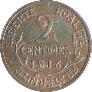 Revers 2 centimes Daniel-Dupuis 1914
