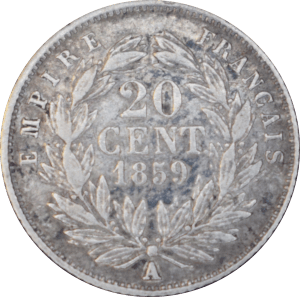 Revers 20 centimes Napoléon III 1859 A