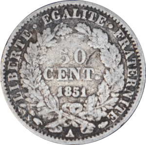 50 centimes Cérès 1851 A - Revers