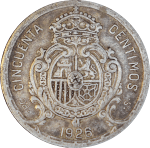 Revers 50 centimos Alphonse XIII 1926