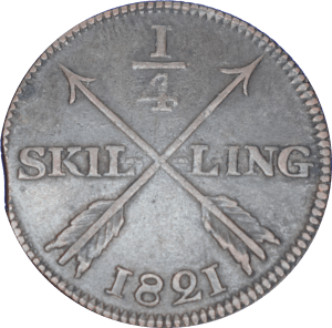 ¼ skilling Charles XIV 1821 - Revers