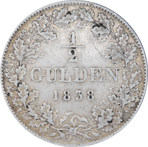 Revers ½ Gulden 1838 Hesse-Darmstadt Ludwig II