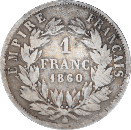 Revers 1 franc Napoléon III 1860 A