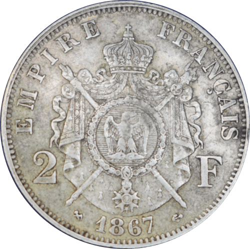 Revers 2 francs Napoléon III 1867 K
