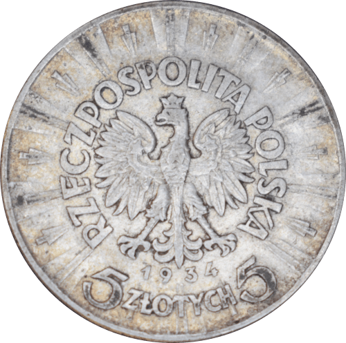 5 zlotys Josef Pilsudski 1934 - Revers