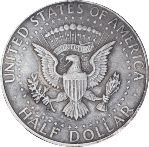 Revers ½ dollar 1964 D "Kennedy Half Dollar"