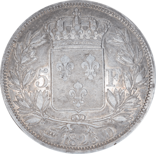 Revers 5 francs Charles X 1826 D
