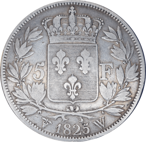 Revers 5 francs Charles X 1825 W
