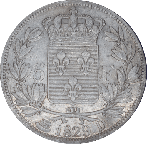 Revers 5 francs Charles X 1829 D
