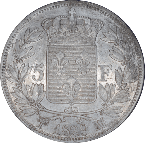 Revers 5 francs Charles X 1829 MA