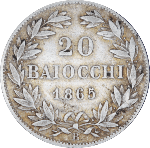 Revers 20 baiocchi - Pie IX 1865 R