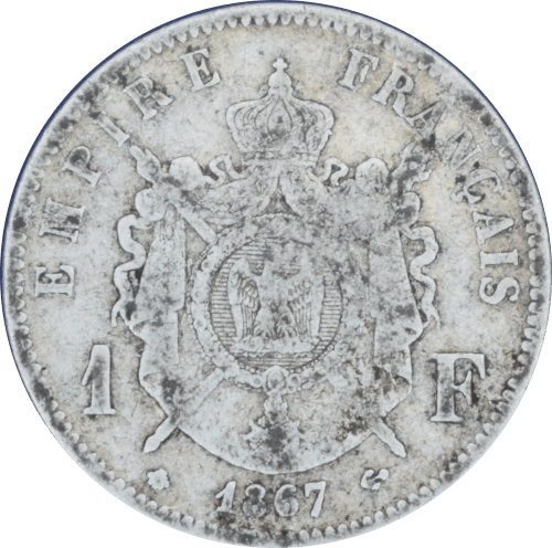 Revers 1 franc Napoléon III 1867 A
