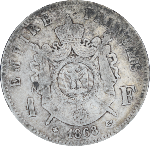 Revers 1 franc Napoléon III 1868 A