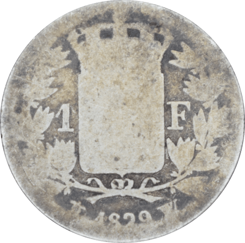 Revers 1 franc Charles X 1829 W