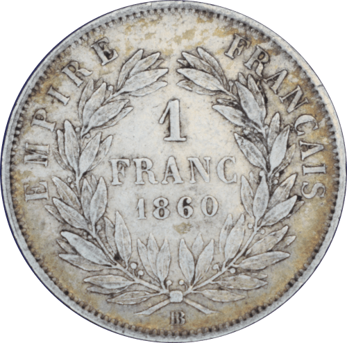 1 franc Napoléon III 1860 BB - Revers