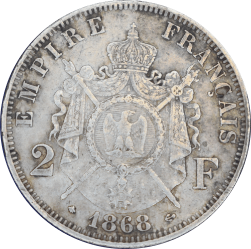 Revers 2 francs Napoléon III 1868 A