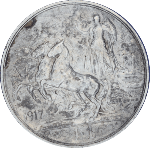 Revers 1 lire Vittorio Emanuele III 1917 R