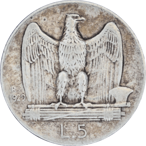 Revers 5 lires Vittorio Emanuele III 1929 R