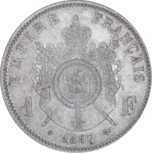 Revers 1 franc Napoléon III 1867 BB