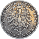 5 Mark Wilhelm I 1876 A - Revers