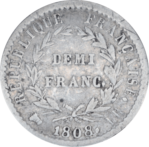Demi franc Napoléon Empereur 1808 BB - Revers