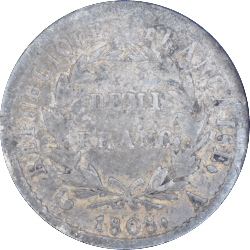 Revers Demi franc Napoléon 1808 A