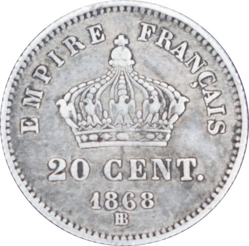 20 centimes Napoléon III 1868 BB - Revers
