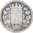 ½ franc Louis XVIII 1818 W - Revers