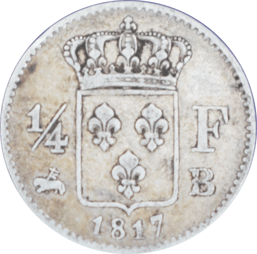 ¼ franc Louis XVIII 1817 B - Revers
