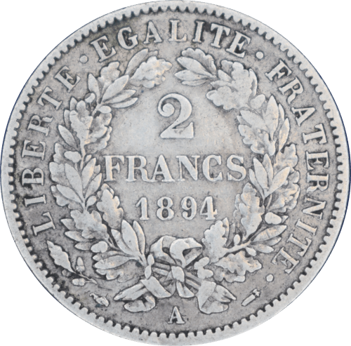 2 francs Cérès 1894 A - Revers