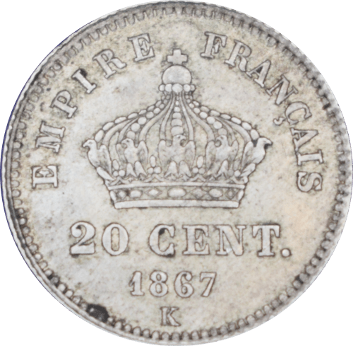 20 centimes Napoléon III 1867 K - Revers